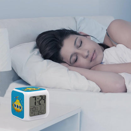 Yellow Submarine Alarm Clock for Bedroom, Small Bedside Digital Clock, 7 Color Changing Night Light, Date Display, Temperature Detect, 12/24H, Battery Operated, Easy to Set