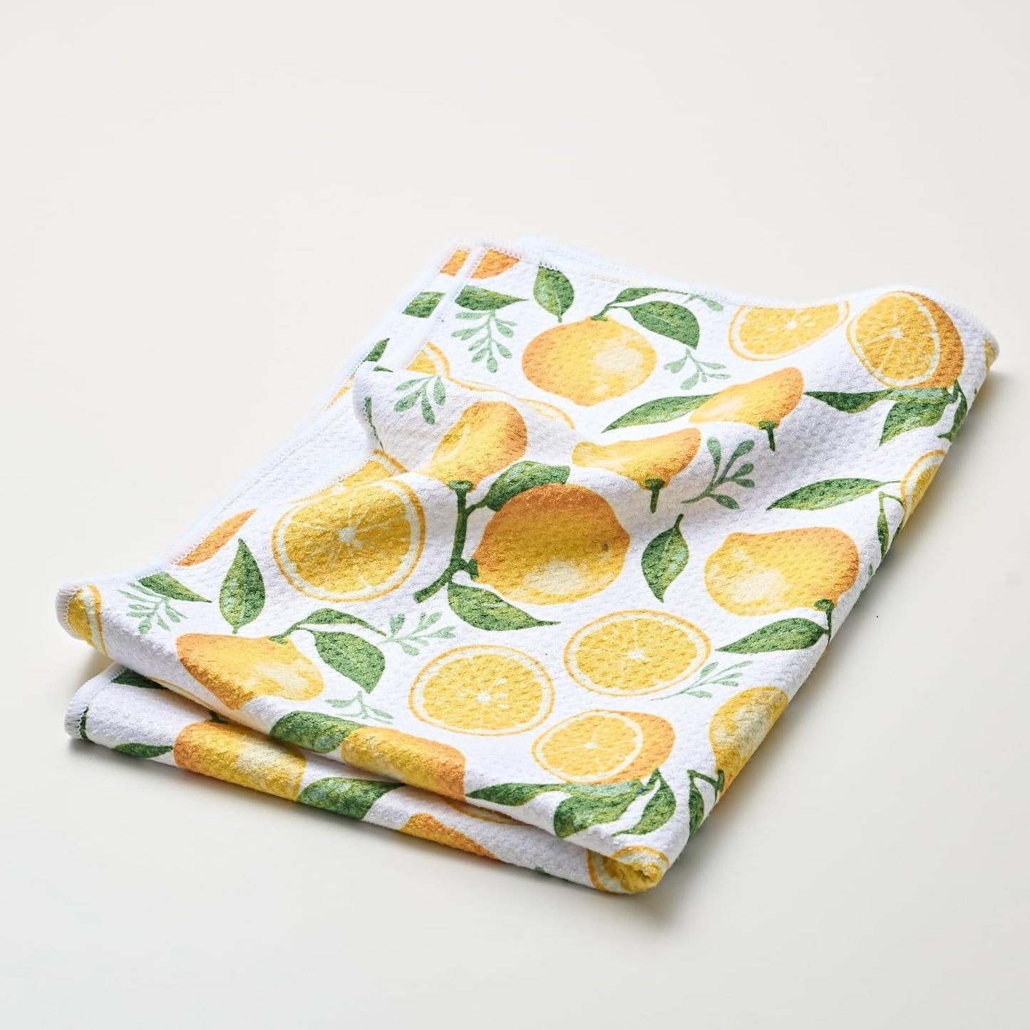 Lemon Kitchen Towels Set of 2-18 x 26 Inch Microfiber Dish Towels for Kitchen Drying - Summer Hand Towels Tea Towels with Hanging Loop - Lemon Kitchen Gift