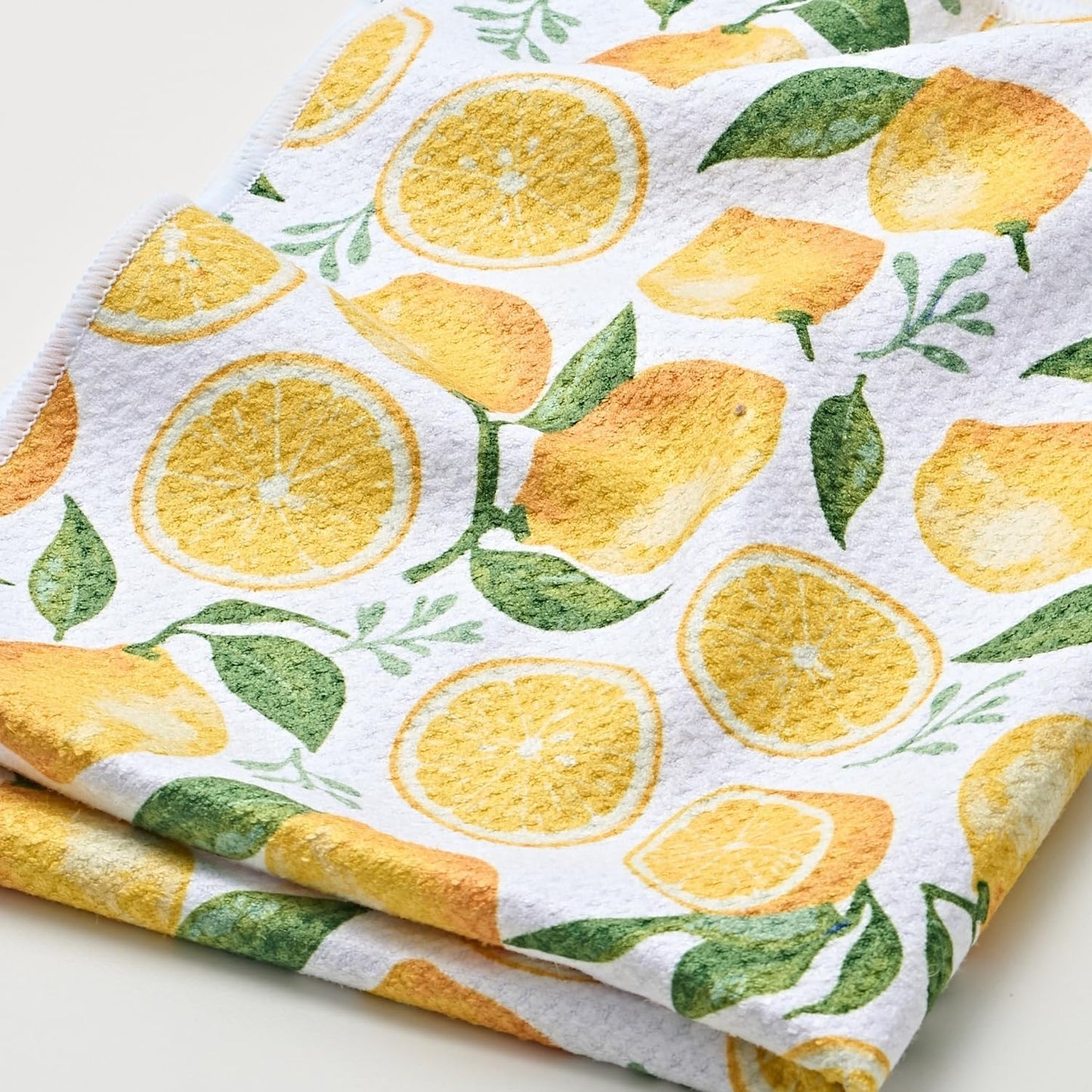 Lemon Kitchen Towels Set of 2-18 x 26 Inch Microfiber Dish Towels for Kitchen Drying - Summer Hand Towels Tea Towels with Hanging Loop - Lemon Kitchen Gift