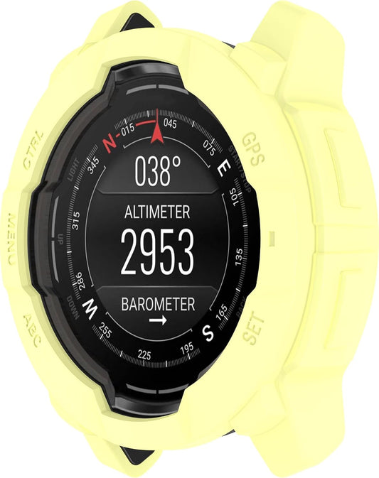 Compatible with Garmin Instinct 3 45MM 50MM Case, Soft Silicone Protector Face Cover Shell Protector Replacement Case Protective Frame for Garmin Instinct 3 Smartwatch (Yellow, 50MM)