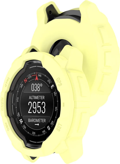 Compatible with Garmin Instinct 3 45MM 50MM Case, Soft Silicone Protector Face Cover Shell Protector Replacement Case Protective Frame for Garmin Instinct 3 Smartwatch (Yellow, 50MM)