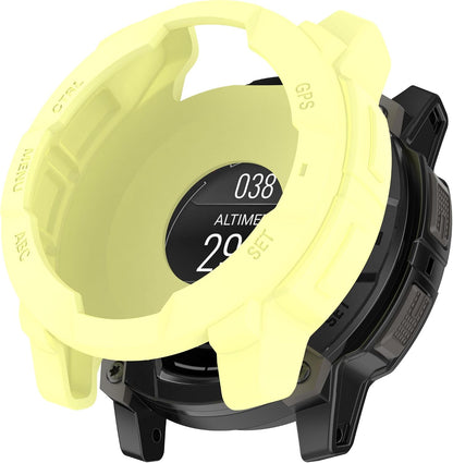 Compatible with Garmin Instinct 3 45MM 50MM Case, Soft Silicone Protector Face Cover Shell Protector Replacement Case Protective Frame for Garmin Instinct 3 Smartwatch (Yellow, 50MM)