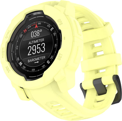 Compatible with Garmin Instinct 3 45MM 50MM Case, Soft Silicone Protector Face Cover Shell Protector Replacement Case Protective Frame for Garmin Instinct 3 Smartwatch (Yellow, 50MM)