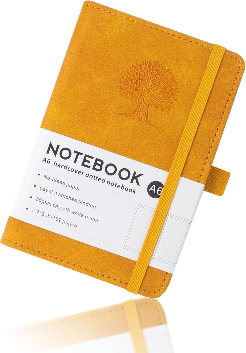 A6 Journal Notebook with PU Leather Cover and 192 Pages 14.5cm×9.5cm Premium Paper Diary,for Take Note,Office and Travel（yellow）