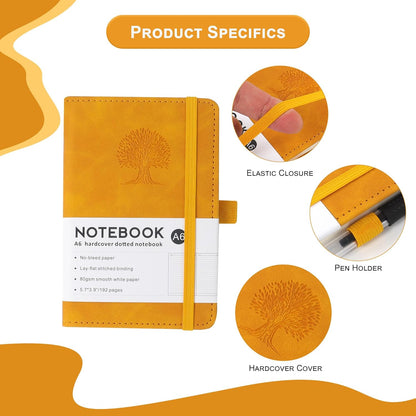 A6 Journal Notebook with PU Leather Cover and 192 Pages 14.5cm×9.5cm Premium Paper Diary,for Take Note,Office and Travel（yellow）
