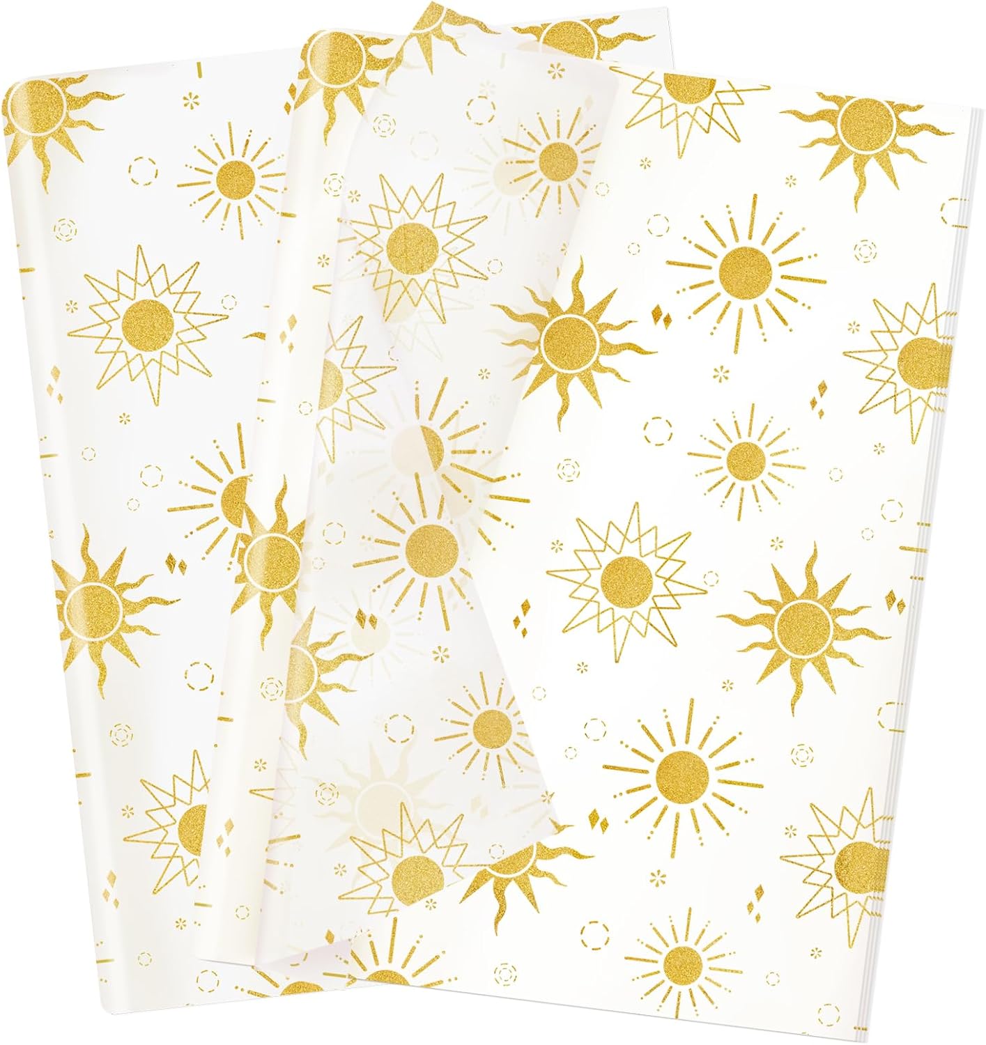 50 Sheets Sunshine Tissue Paper for Packaging - 20 28" Sun Wrapping Paper Bulk - Gold Star for Gift Bags, Small Business, Here Comes The Son Baby Shower