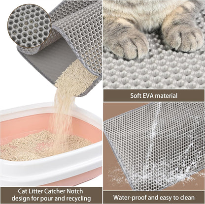 Cat Litter Box Enclosure Furniture, Rattan Litter Box Cover | Handwoven Hidden Litter Cover with Extra Mat and Fence, Large Space Kitty Cabinet Bedroom Living Room Balcony