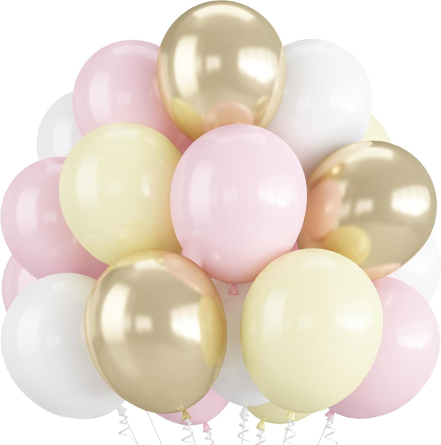 Pink and Yellow Balloons 12 Inch Pastel Light Pink Yellow Gold White Party Latex Balloons for Lemon Oh Baby Shower Bridal Shower Anniversary Wedding Bee Bear Themed Birthday Party Decorations