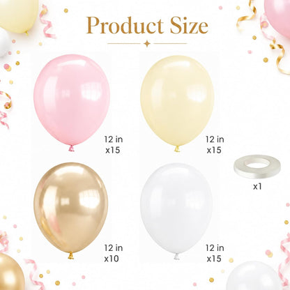 Pink and Yellow Balloons 12 Inch Pastel Light Pink Yellow Gold White Party Latex Balloons for Lemon Oh Baby Shower Bridal Shower Anniversary Wedding Bee Bear Themed Birthday Party Decorations