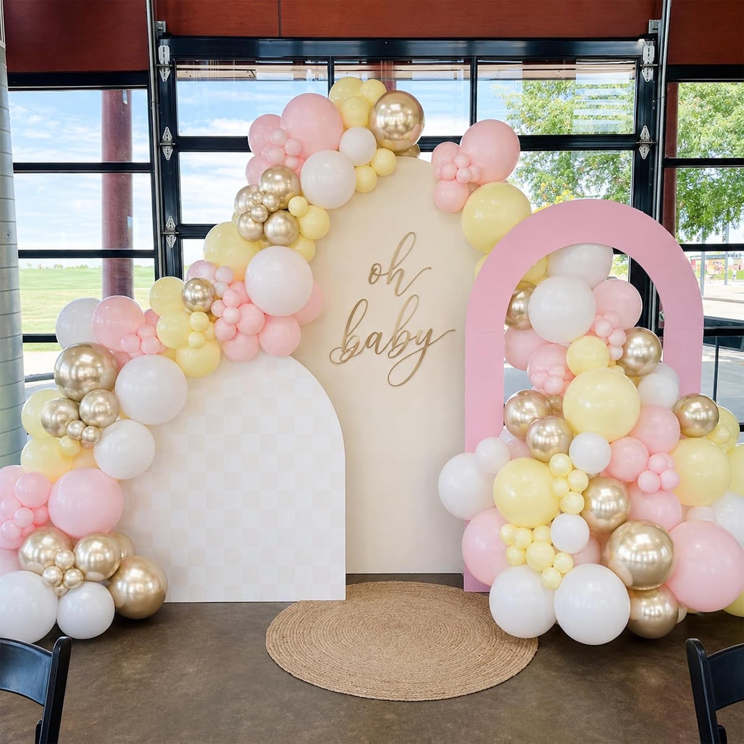 Pink and Yellow Balloons 12 Inch Pastel Light Pink Yellow Gold White Party Latex Balloons for Lemon Oh Baby Shower Bridal Shower Anniversary Wedding Bee Bear Themed Birthday Party Decorations