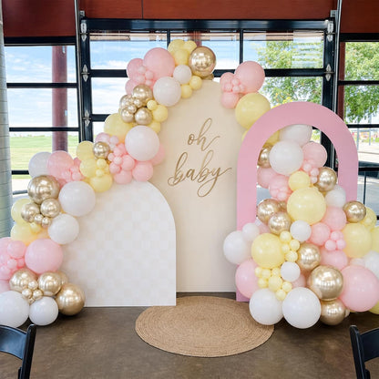 Pink and Yellow Balloons 12 Inch Pastel Light Pink Yellow Gold White Party Latex Balloons for Lemon Oh Baby Shower Bridal Shower Anniversary Wedding Bee Bear Themed Birthday Party Decorations