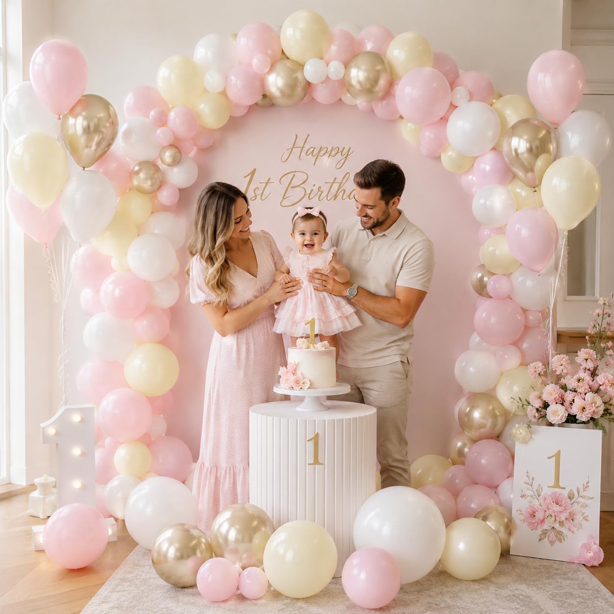 Pink and Yellow Balloons 12 Inch Pastel Light Pink Yellow Gold White Party Latex Balloons for Lemon Oh Baby Shower Bridal Shower Anniversary Wedding Bee Bear Themed Birthday Party Decorations