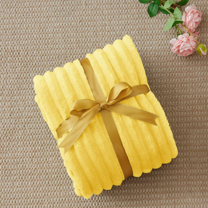 Ribbed Twin Blanket for Couch & Bed, Custard Yellow, 60"x80" | Ultra-Soft Plush Fleece, Cozy, Warm Yet Lightweight, Ribbed Texture, Home Decor, Machine Washable, Giftable, All-Season Use