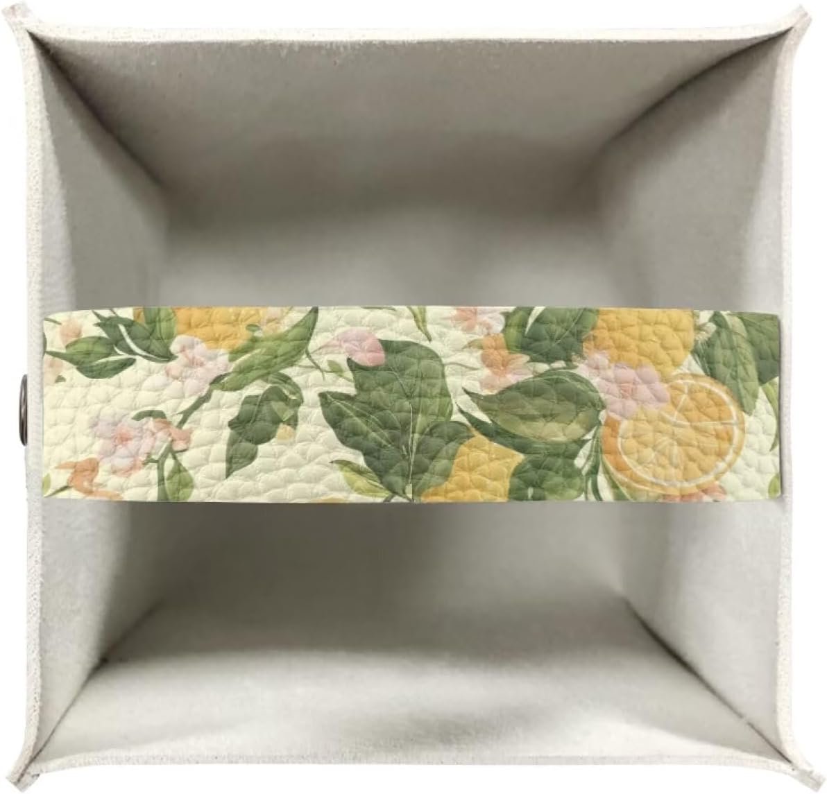 Facial Tissue Box Holder PU Leather Modern Cube Tissue Case Table Napkin Organizer for Living Room, Kitchen, Office, Car, Outdoor Tent Home Indoor Decoration, Lemon Pattern