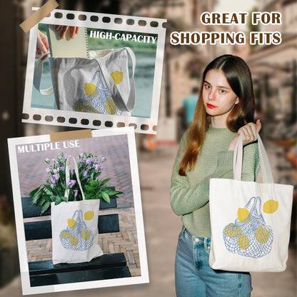 Blue Hydrangea Floral Tote Bag for Women, Boho Aesthetic Reusable Shopping Grocery Bags