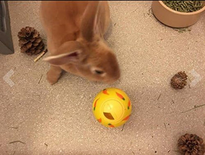 Treat Ball Toy for Guinea Pigs, Rabbits, Hedgehogs and Other Small Pets, 7 cm, Yellow, Adjustable Opening Treat Toy New