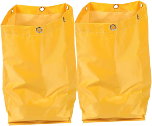 2pcs Thick Janitorial Cart Bags for Cleaning Replacement Trash Collection Bags Yellow Cleaning Supply Pouch for Housekeeping and Janitorial Use