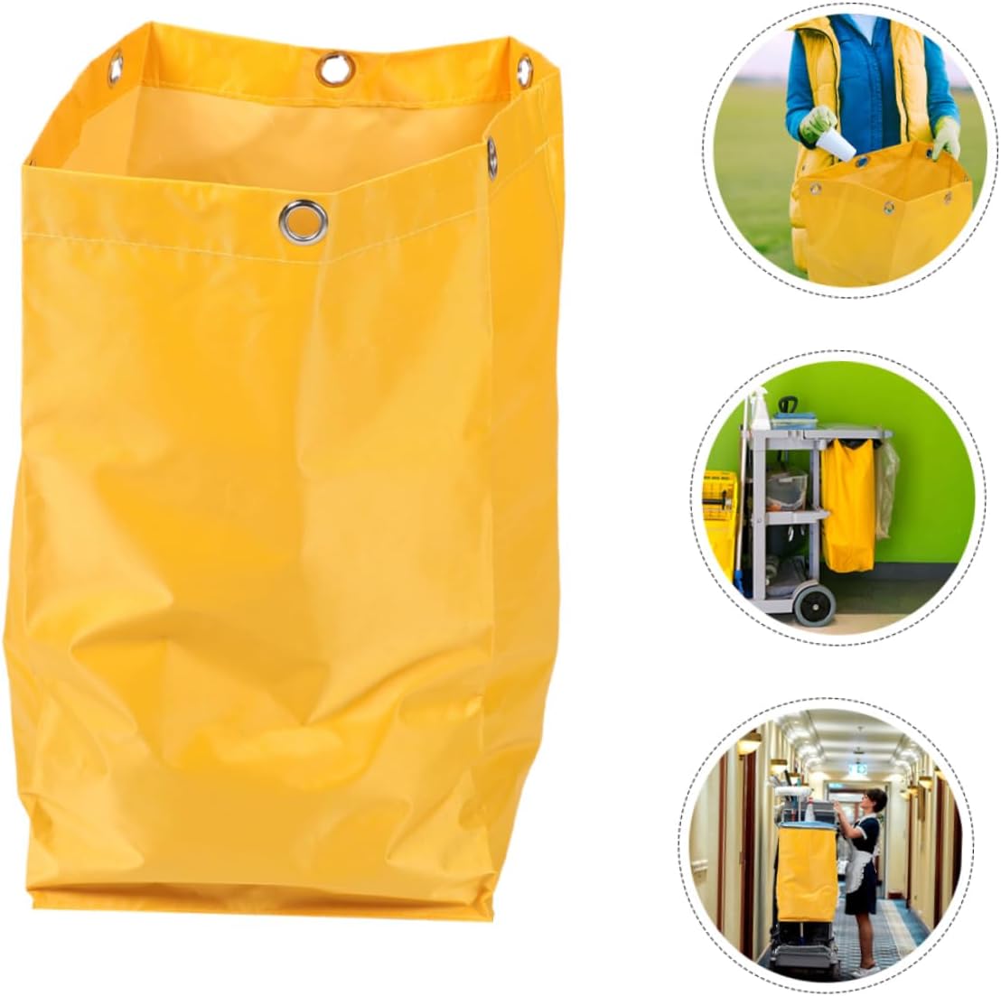 2pcs Thick Janitorial Cart Bags for Cleaning Replacement Trash Collection Bags Yellow Cleaning Supply Pouch for Housekeeping and Janitorial Use