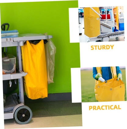 2pcs Thick Janitorial Cart Bags for Cleaning Replacement Trash Collection Bags Yellow Cleaning Supply Pouch for Housekeeping and Janitorial Use