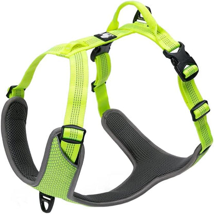 No-Pull Highly Reflective Breathable Dog Harness, Neon Yellow, XS | Full Reflective Straps & Main Body, 2 Lead Rings, Durable for Medium & Large Dogs, Adjustable, Outdoor Walking, TLH6071