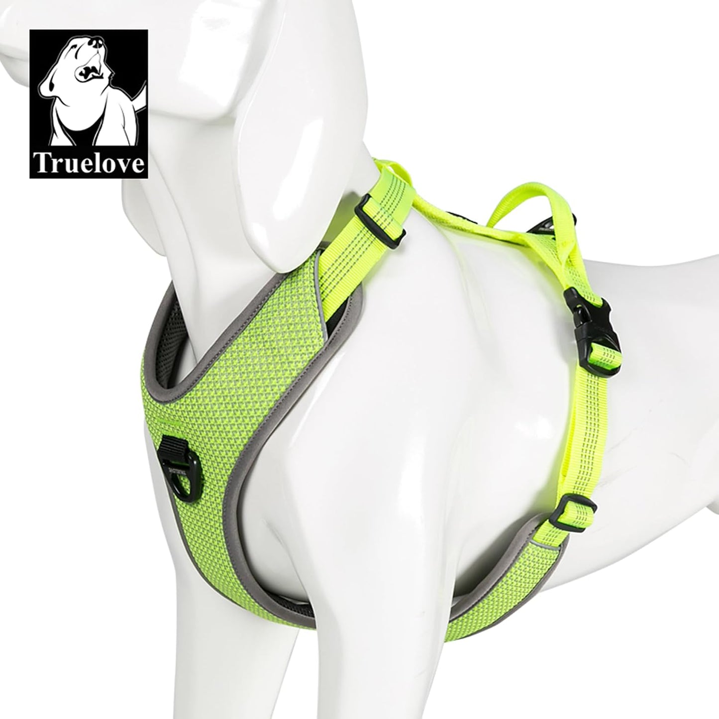 No-Pull Highly Reflective Breathable Dog Harness, Neon Yellow, XS | Full Reflective Straps & Main Body, 2 Lead Rings, Durable for Medium & Large Dogs, Adjustable, Outdoor Walking, TLH6071