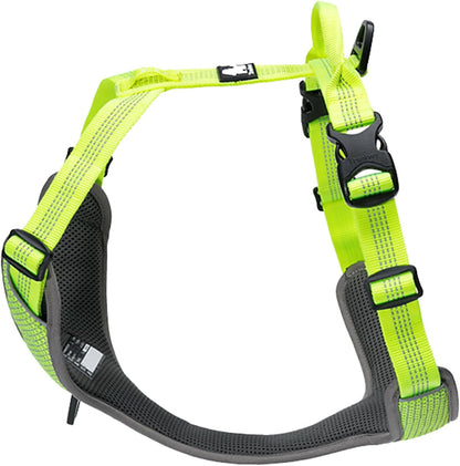 No-Pull Highly Reflective Breathable Dog Harness, Neon Yellow, XS | Full Reflective Straps & Main Body, 2 Lead Rings, Durable for Medium & Large Dogs, Adjustable, Outdoor Walking, TLH6071