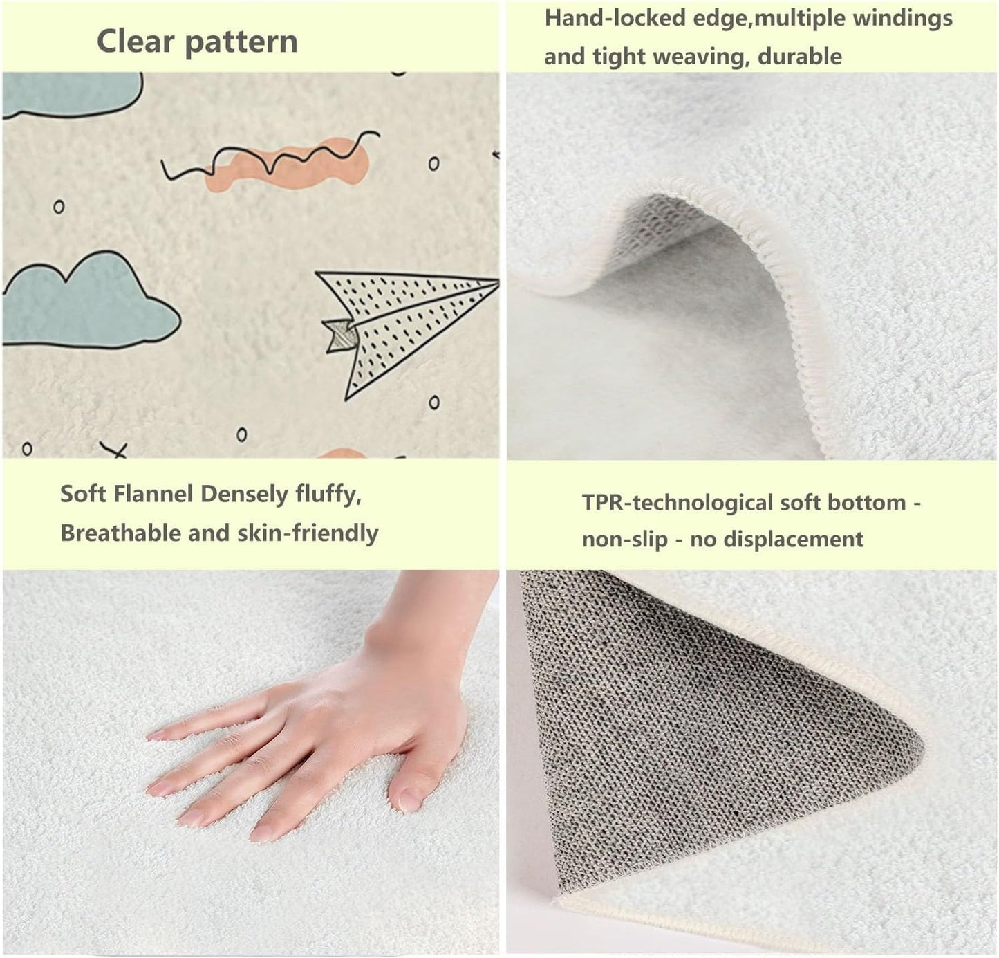 Washable Rugs 2 X 3 Ft, Modern Abstract Geometric Shapes Carpets, Ultra Soft Faux Wool Rug, Non Slip & Non-Shedding Low Pile Light Yellow Print Carpets for Living Room Bedroom Home Office Decor