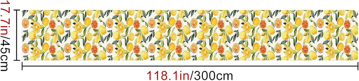 Lemon Fruit Peel and Stick Wallpaper 118.1x17.7 Inch Vinyl | Contact Paper, Wall Covering | Decorative Wallpaper, Adhesive Vinyl | Bedroom, Kitchen, Living Room (Lemon Fruit)