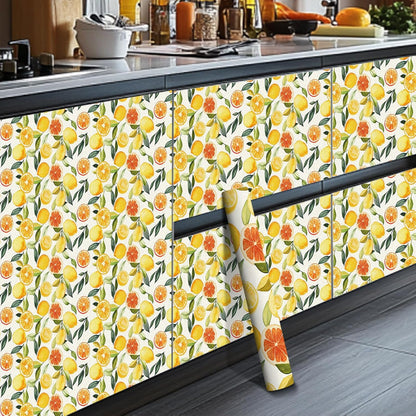 Lemon Fruit Peel and Stick Wallpaper 118.1x17.7 Inch Vinyl | Contact Paper, Wall Covering | Decorative Wallpaper, Adhesive Vinyl | Bedroom, Kitchen, Living Room (Lemon Fruit)