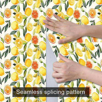 Lemon Fruit Peel and Stick Wallpaper 118.1x17.7 Inch Vinyl | Contact Paper, Wall Covering | Decorative Wallpaper, Adhesive Vinyl | Bedroom, Kitchen, Living Room (Lemon Fruit)
