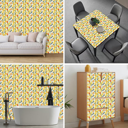 Lemon Fruit Peel and Stick Wallpaper 118.1x17.7 Inch Vinyl | Contact Paper, Wall Covering | Decorative Wallpaper, Adhesive Vinyl | Bedroom, Kitchen, Living Room (Lemon Fruit)
