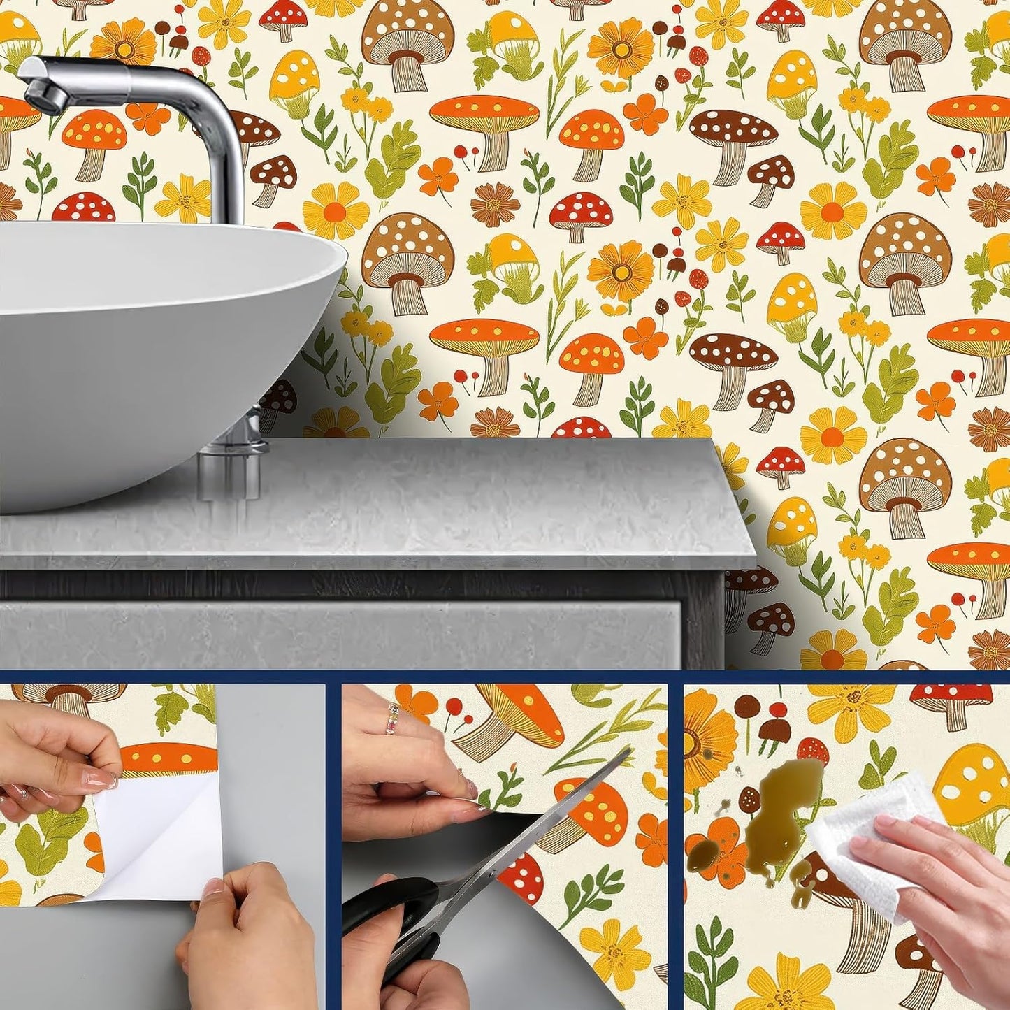 Lemon Fruit Peel and Stick Wallpaper 118.1x17.7 Inch Vinyl | Contact Paper, Wall Covering | Decorative Wallpaper, Adhesive Vinyl | Bedroom, Kitchen, Living Room (Lemon Fruit)