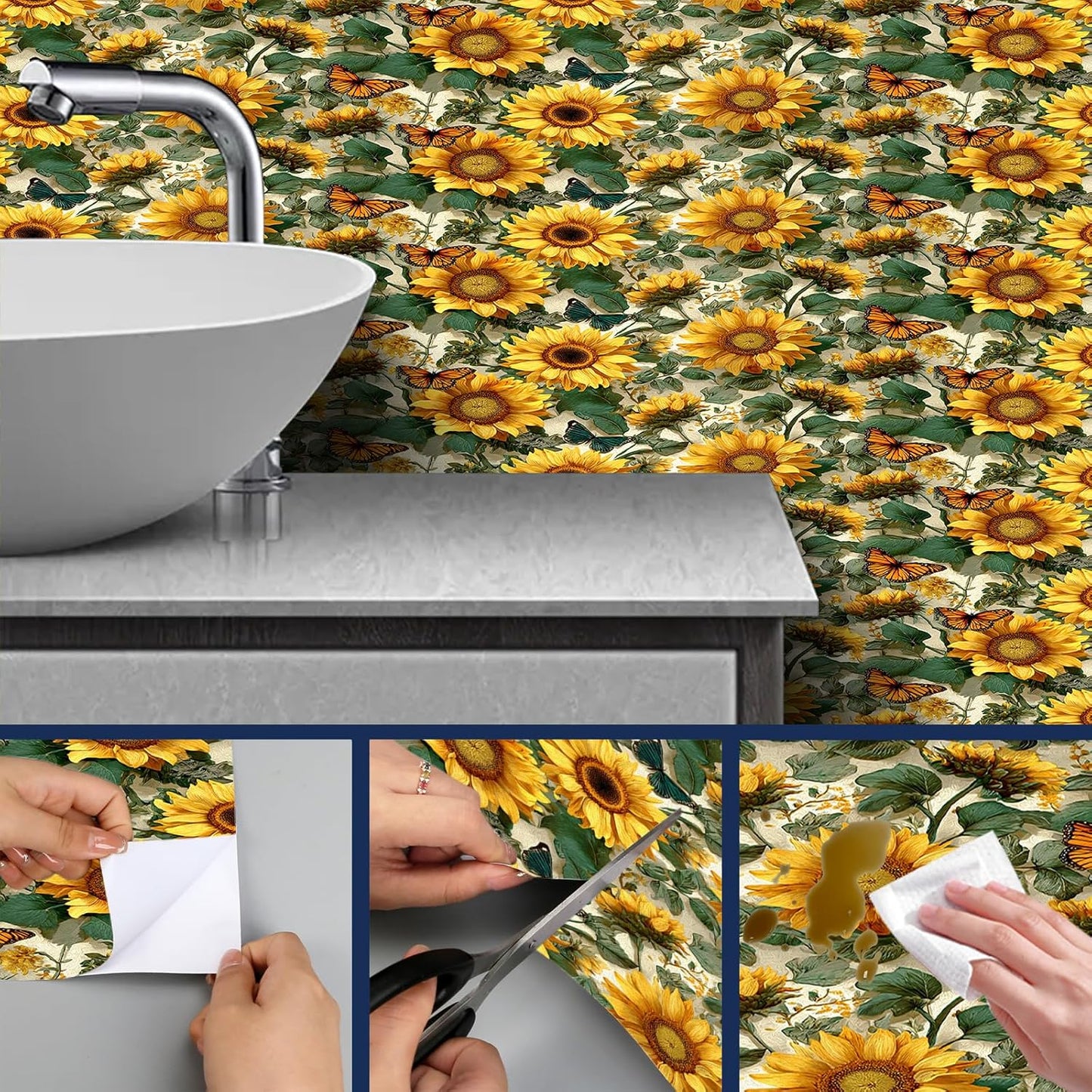 Lemon Fruit Peel and Stick Wallpaper 118.1x17.7 Inch Vinyl | Contact Paper, Wall Covering | Decorative Wallpaper, Adhesive Vinyl | Bedroom, Kitchen, Living Room (Lemon Fruit)