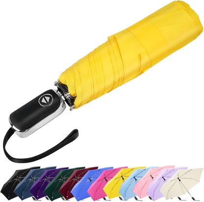 Mini Flat Umbrella Automatic Compact Travel Rain Pocket Purse 42/46 Inch | small umbrella, mini folding umbrella, auto open close flat compact for purse, backpack, car, office, rain gear daily gifts