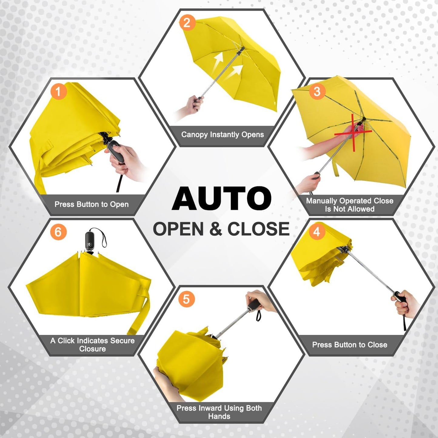 Mini Flat Umbrella Automatic Compact Travel Rain Pocket Purse 42/46 Inch | small umbrella, mini folding umbrella, auto open close flat compact for purse, backpack, car, office, rain gear daily gifts
