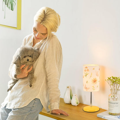 Alee Modern Yellow Flower Table Lamp Set of 2, 4.33H12.21IN, Bedside & Living Room, Bulb Excluded