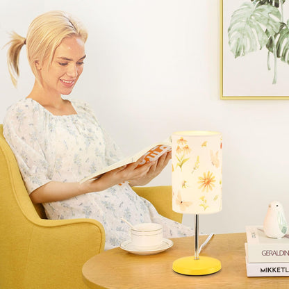 Alee Modern Yellow Flower Table Lamp Set of 2, 4.33H12.21IN, Bedside & Living Room, Bulb Excluded