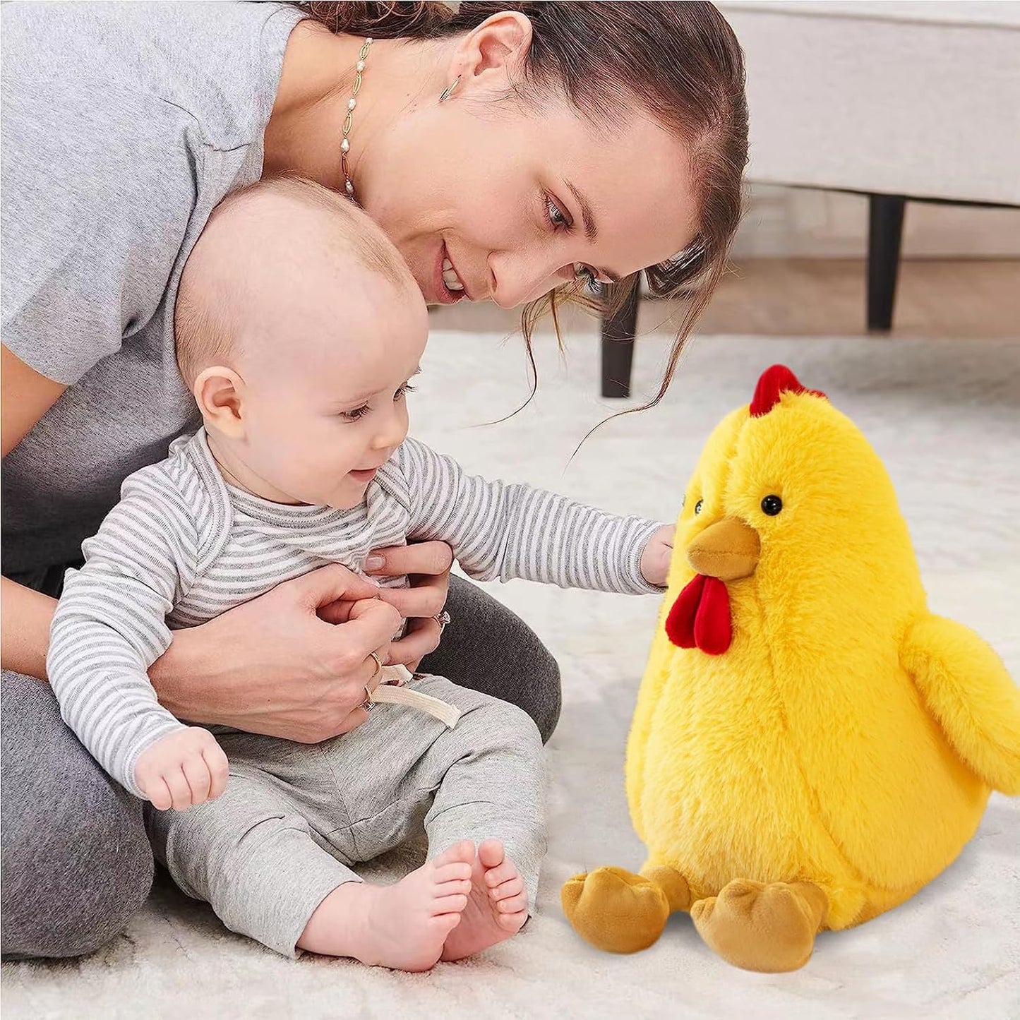 Soft Chicken Plush Toy, Stuffed Animal Gift for Kid (Yellow,17in) | Farm Animal Cuddler Plush Toy for Kids' Room Cozy Decor - Ideal Stuffed Gift for Valentine's Day Children's Day and Christmas