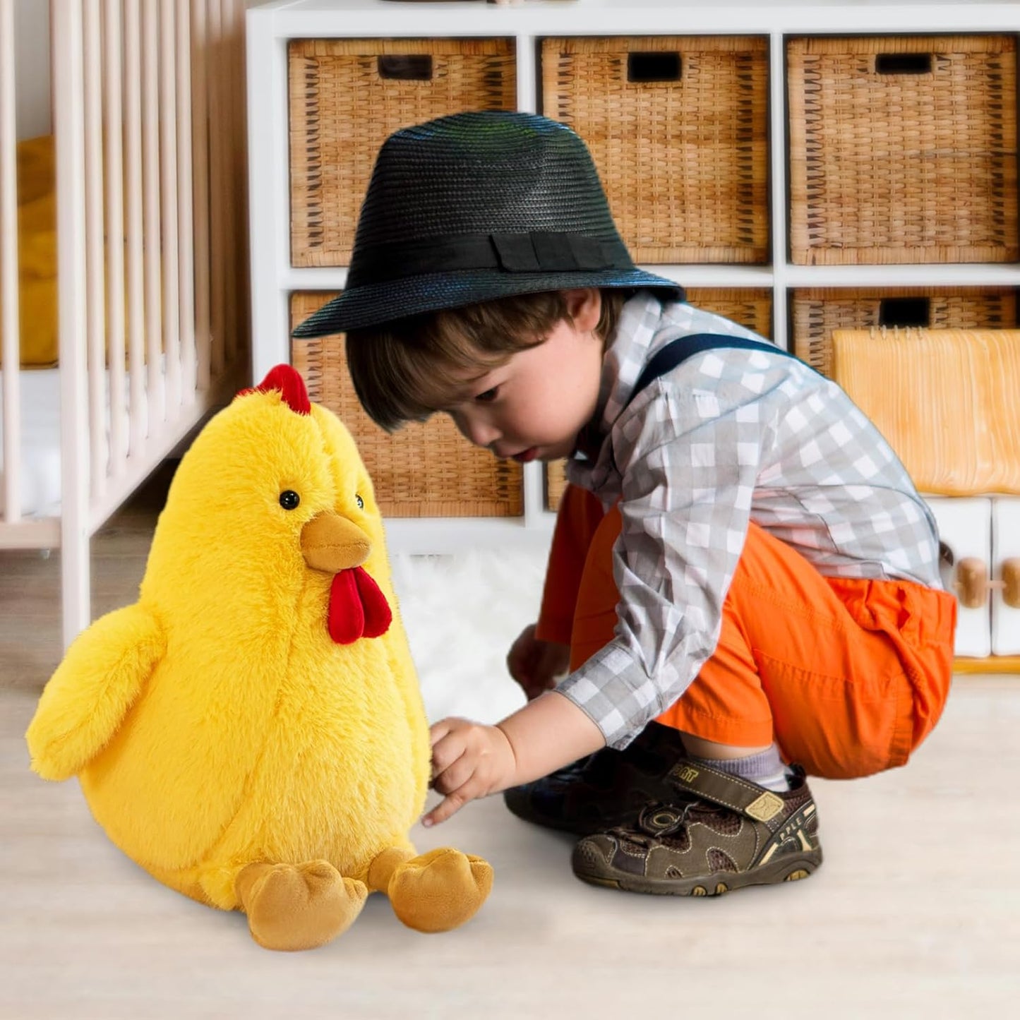 Soft Chicken Plush Toy, Stuffed Animal Gift for Kid (Yellow,17in) | Farm Animal Cuddler Plush Toy for Kids' Room Cozy Decor - Ideal Stuffed Gift for Valentine's Day Children's Day and Christmas