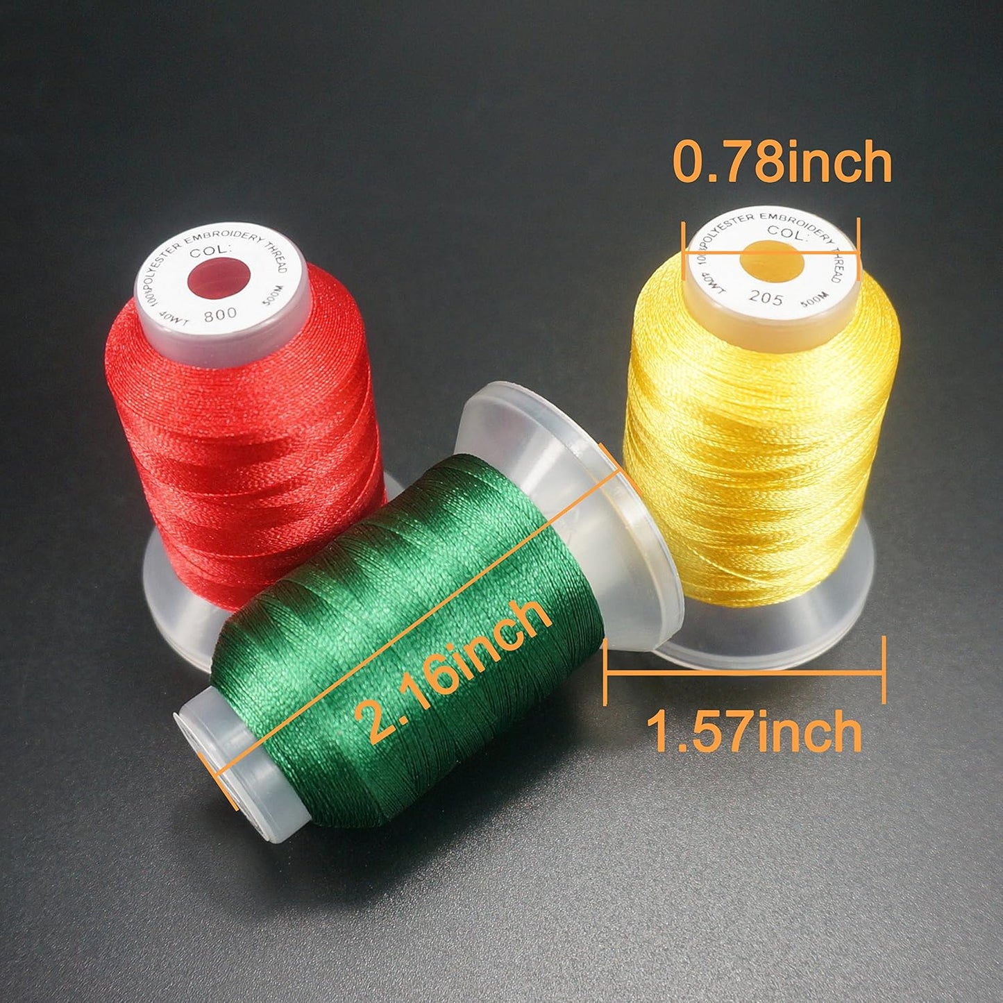 40 Colors Polyester Embroidery Machine Thread Kit | Colors Compatible with Brother, 40WT, 500M/550Y spool, Compatible with Brother Babylock Janome Singer Pfaff Bernina Machines