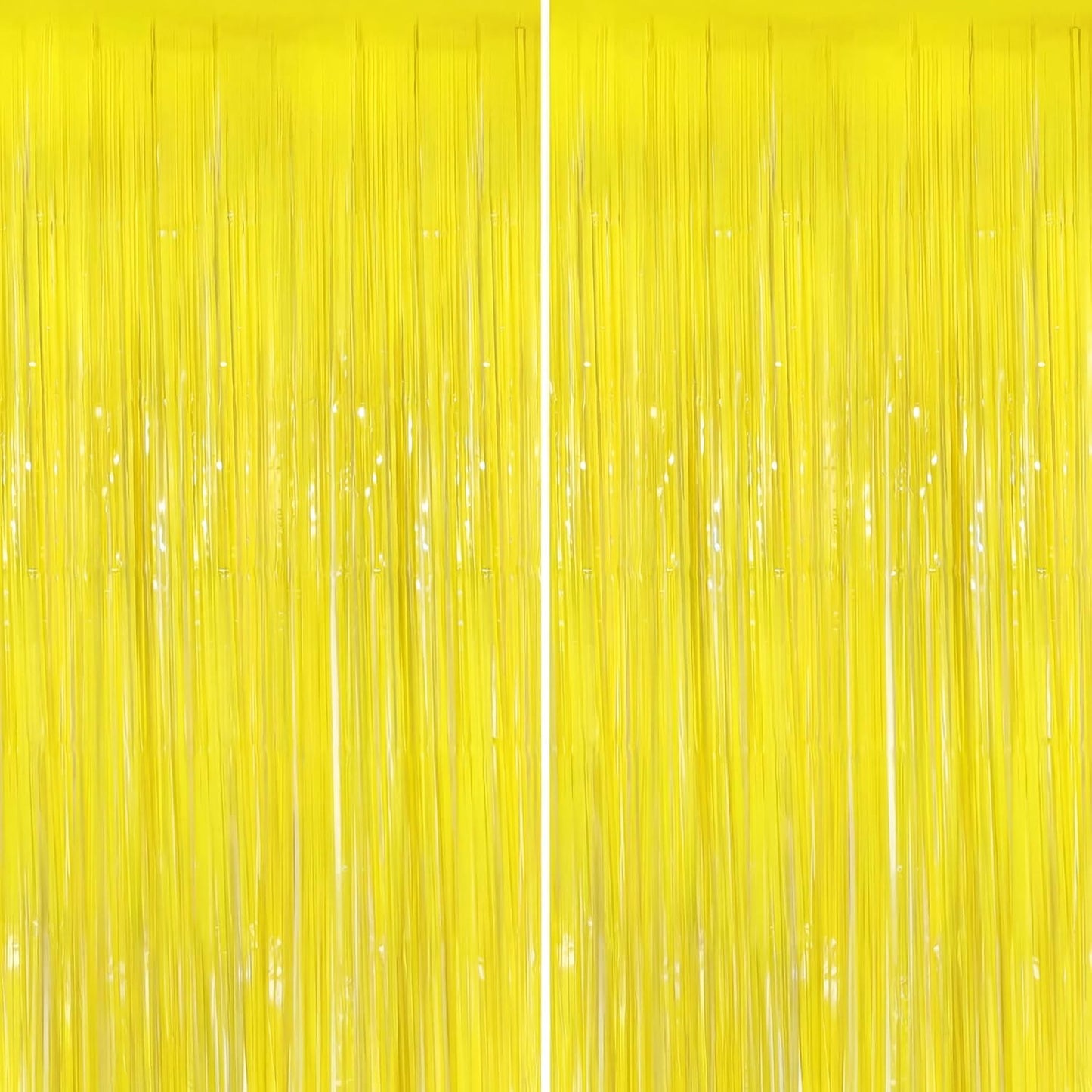 2Pack Yellow Foil Fringe Curtains Tinsel Backdrop for Birthday Party Decors | Yellow Streamers for Halloween Decorations Baby Shower, Sunshine Party, Bee Theme, Lemon Party, Photo Booth & Celebration