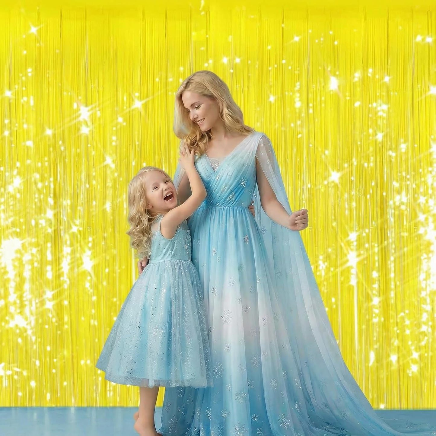 2Pack Yellow Foil Fringe Curtains Tinsel Backdrop for Birthday Party Decors | Yellow Streamers for Halloween Decorations Baby Shower, Sunshine Party, Bee Theme, Lemon Party, Photo Booth & Celebration