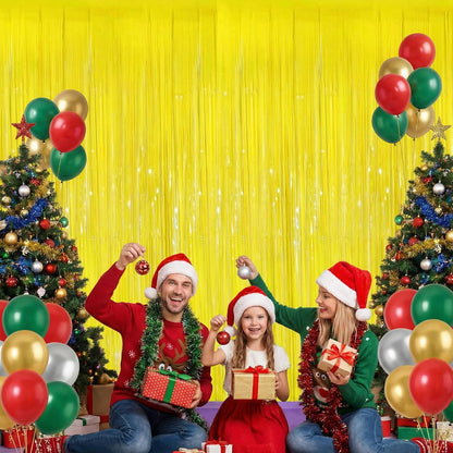 2Pack Yellow Foil Fringe Curtains Tinsel Backdrop for Birthday Party Decors | Yellow Streamers for Halloween Decorations Baby Shower, Sunshine Party, Bee Theme, Lemon Party, Photo Booth & Celebration