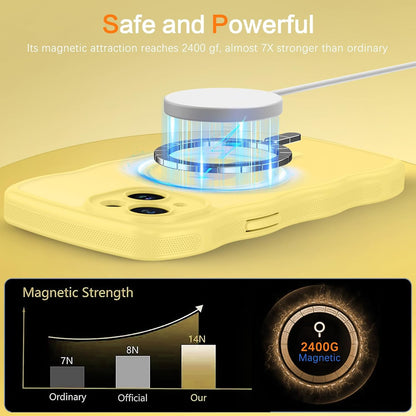 Compatible with iPhone 15 Case, [Compatible with Magsafe] Non-Slip Easier Grip Curly Wavy Frame Design Shockproof Protective Bumper Cute Magnetic Phone Cover for iPhone 15 6.1", Lemon Yellow