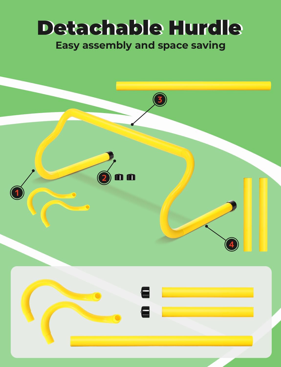 Agility Hurdles 8" Speed Agility Training Hurdles | Detachable Sturdy Hurdles Training Equipment Set with Carry Bag for Kids,Athletes,Soccer,Basketball