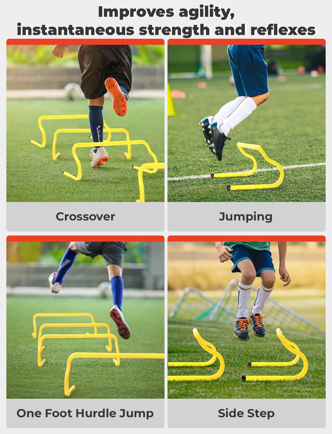 Agility Hurdles 8" Speed Agility Training Hurdles | Detachable Sturdy Hurdles Training Equipment Set with Carry Bag for Kids,Athletes,Soccer,Basketball