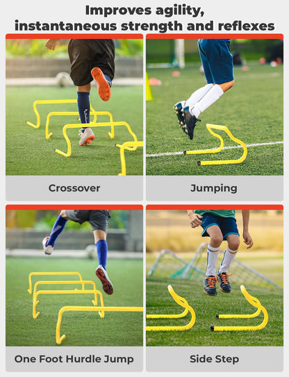 Agility Hurdles 8" Speed Agility Training Hurdles | Detachable Sturdy Hurdles Training Equipment Set with Carry Bag for Kids,Athletes,Soccer,Basketball