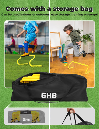 Agility Hurdles 8" Speed Agility Training Hurdles | Detachable Sturdy Hurdles Training Equipment Set with Carry Bag for Kids,Athletes,Soccer,Basketball