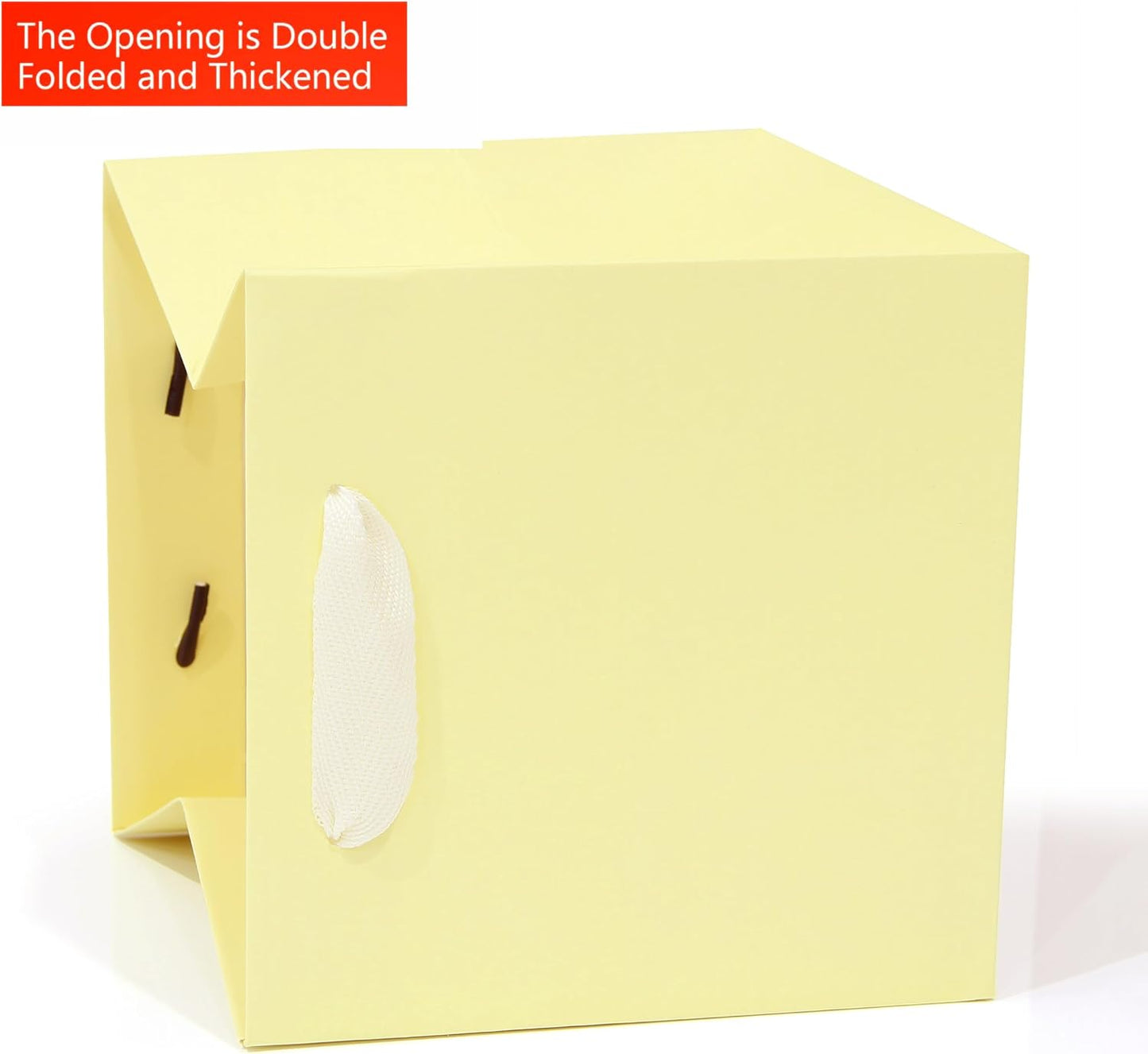 Yellow Paper Gift Bag 8 in Paper Box Large Square Bottom Kraft Paper Bags with Handles for Wedding Baby Shower Birthday Party (Yellow, 8 x 8 x 8 in, 10 CT)