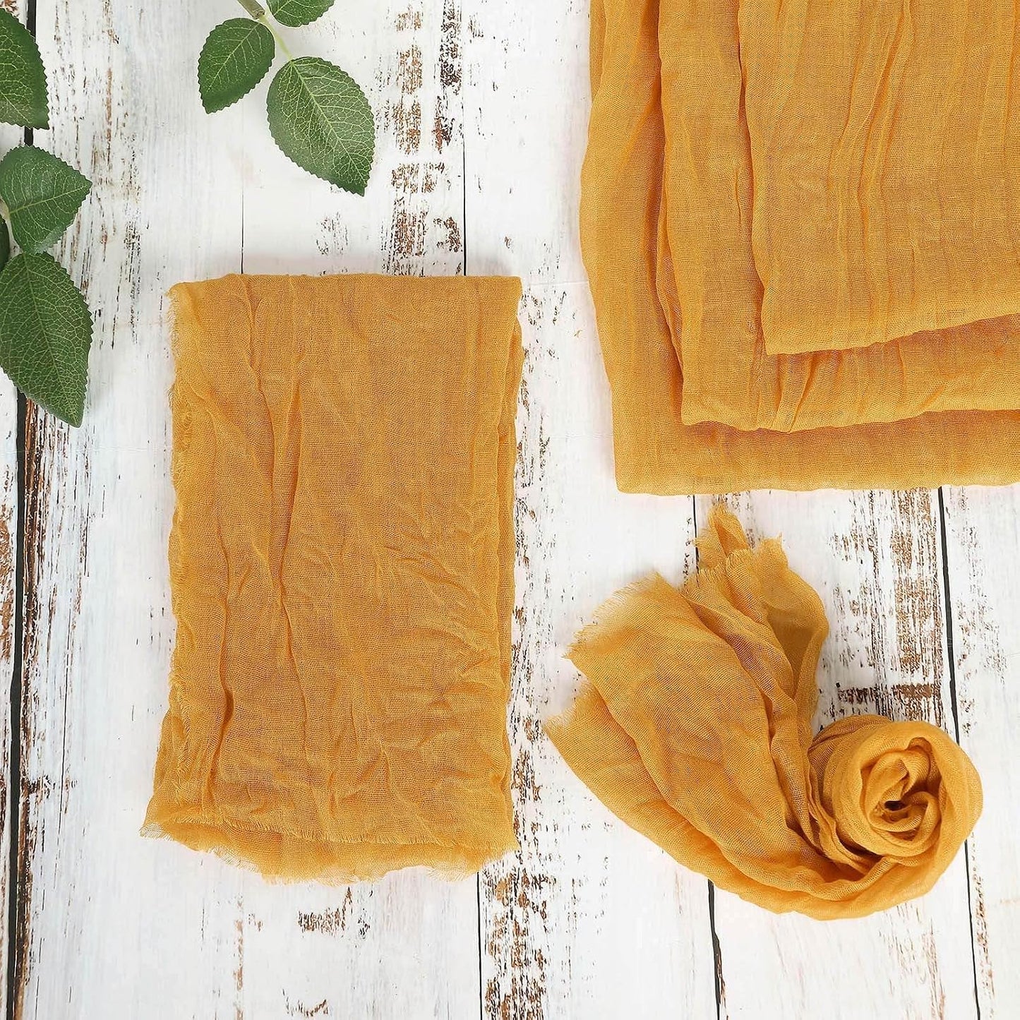 5 Pack 24"x19" Mustard Yellow Matte Gauze Cheesecloth Napkins, Vibrant Cotton Dinner Napkins for Retro Boho Parties and Fall Harvest Decor